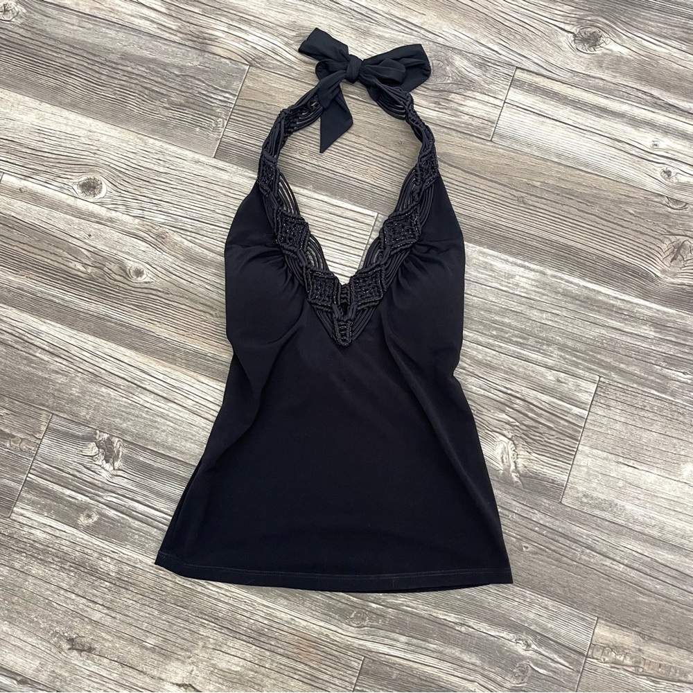 Vintage Cache Elegant Black Halter Top